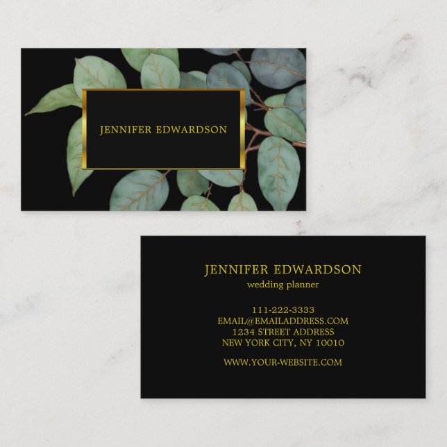 Watercolor eucalyptus greenery professional business card (Front/Back)