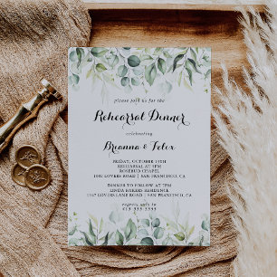 Watercolor Eucalyptus Greenery Rehearsal Dinner  Invitation