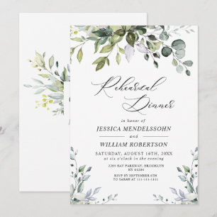 Watercolor Eucalyptus Greenery Rehearsal Dinner Invitation