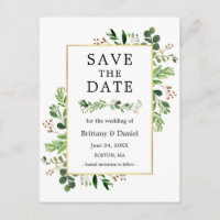 Watercolor Eucalyptus Greenery Save The Date
