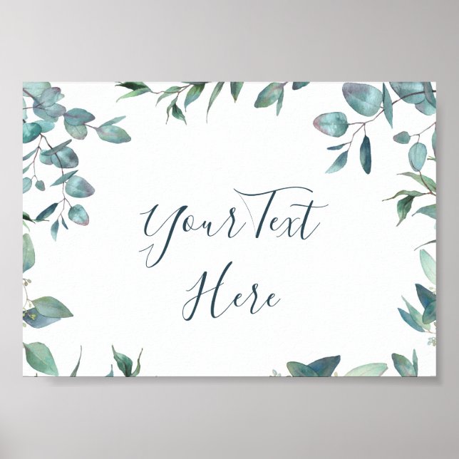 Watercolor Eucalyptus Greenery Sign Poster (Front)