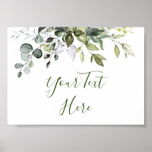 Watercolor Eucalyptus Greenery Sign Poster