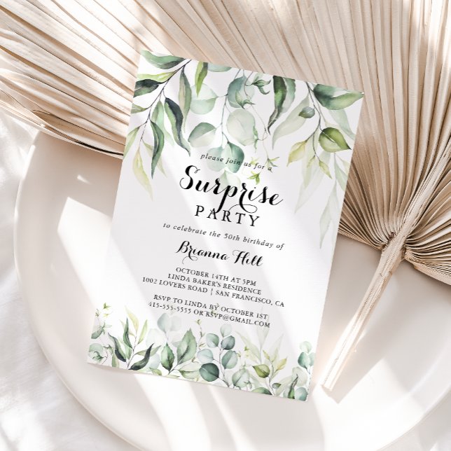 Watercolor Eucalyptus Greenery Surprise Party  Invitation (Creator Uploaded)