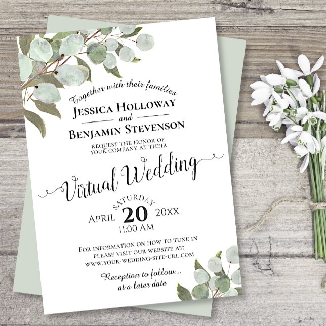 Watercolor Eucalyptus & Greenery Virtual Wedding Invitation (Creator Uploaded)