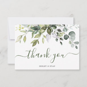 Watercolor Eucalyptus Greenery Watercolor Wedding Thank You Card