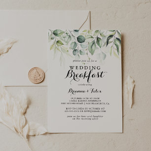Watercolor Eucalyptus Greenery Wedding Breakfast Invitation