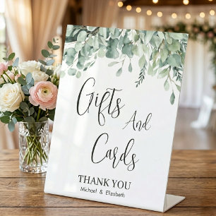 Watercolor Eucalyptus Greenery Wedding Cards Gifts Pedestal Sign