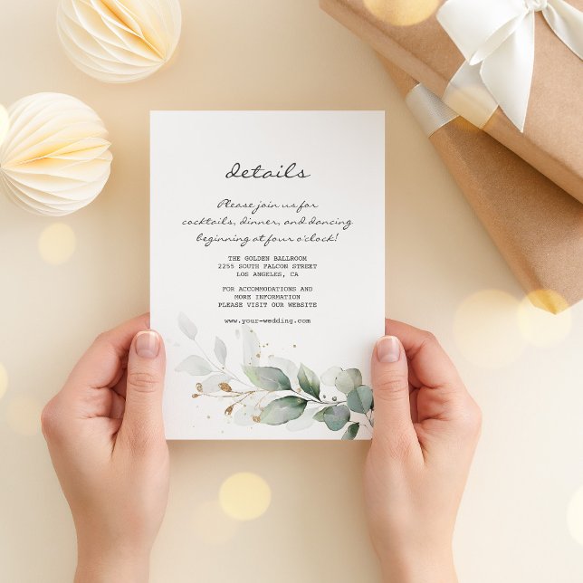 Watercolor Eucalyptus Greenery Wedding Details  Enclosure Card (Creator Uploaded)