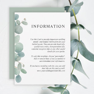 Watercolor Eucalyptus Greenery Wedding Details Invitation
