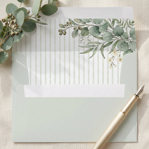 Watercolor Eucalyptus Greenery Wedding Envelope
