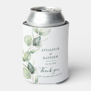 Watercolor Eucalyptus Greenery Wedding Favours Can Cooler