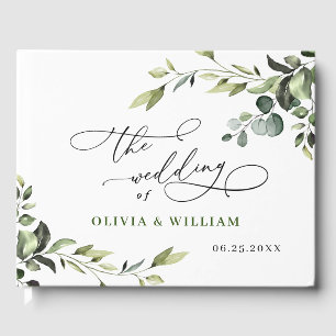 Watercolor Eucalyptus Greenery Wedding Guest Book