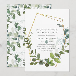 Watercolor Eucalyptus Greenery Wedding Invitation