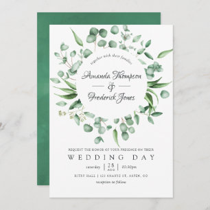 Watercolor Eucalyptus Greenery Wedding Invitation