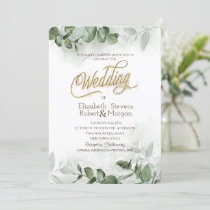 Watercolor Eucalyptus Greenery Wedding Invitation