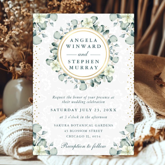 Watercolor Eucalyptus Greenery Wedding Invitation (Creator Uploaded)