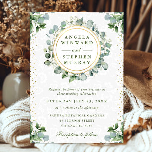 Watercolor Eucalyptus Greenery Wedding Invitation