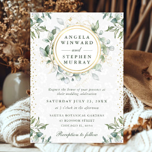 Watercolor Eucalyptus Greenery Wedding Invitation