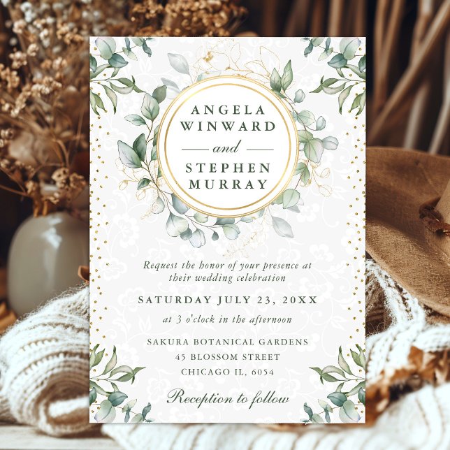 Watercolor Eucalyptus Greenery Wedding Invitation (Creator Uploaded)