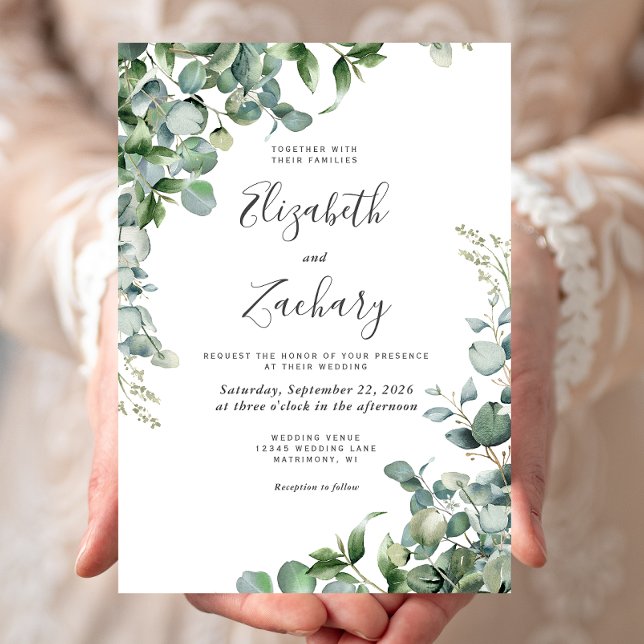 Watercolor Eucalyptus Greenery Wedding Invitation (Creator Uploaded)