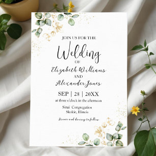 Watercolor Eucalyptus Greenery Wedding Invitation