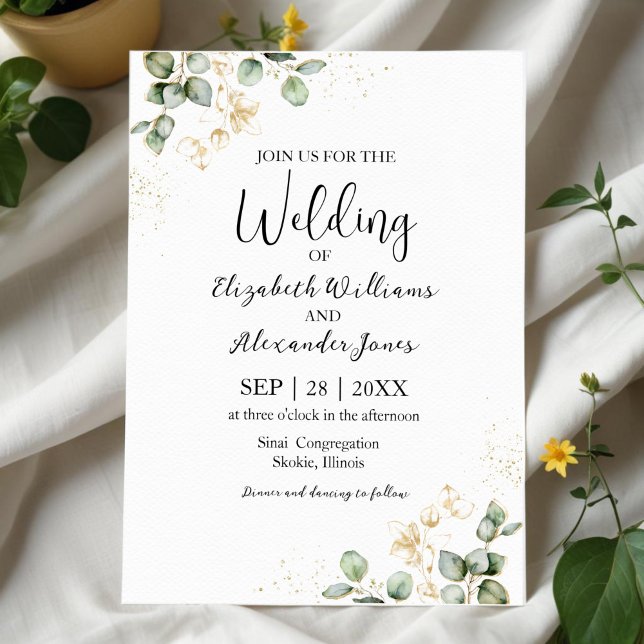 Watercolor Eucalyptus Greenery Wedding Invitation (Creator Uploaded)