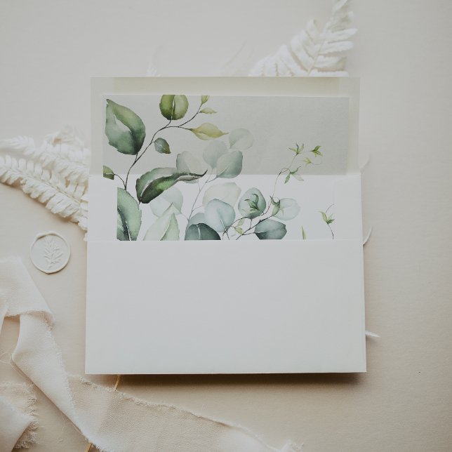 Watercolor Eucalyptus Greenery Wedding Invitation Envelope (Creator Uploaded)