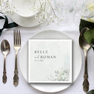 Watercolor Eucalyptus Greenery Wedding Napkin