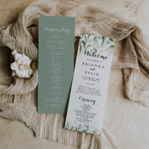 Watercolor Eucalyptus Greenery Wedding Program Programme
