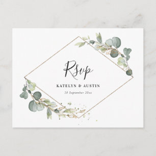 Watercolor eucalyptus greenery wedding RSVP Postcard