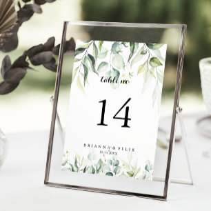 Watercolor Eucalyptus Greenery Wedding  Table Number