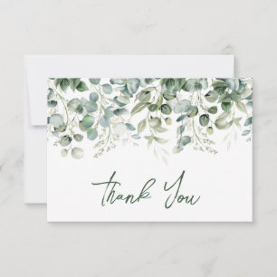 Watercolor Eucalyptus Greenery Wedding Thank You Card