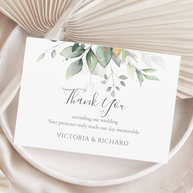 Watercolor Eucalyptus Greenery Wedding Thank You Card (Creator Uploaded)