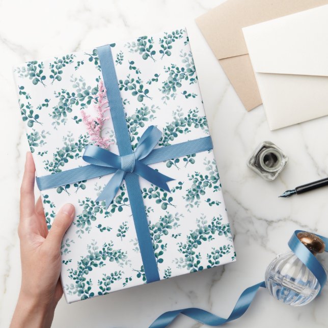 Watercolor eucalyptus greenery wrapping paper (Gifting)