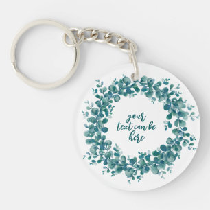 Watercolor eucalyptus greenery wreath key ring