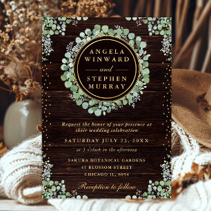 Watercolor Eucalyptus Greenery Wreath Wedding Invitation