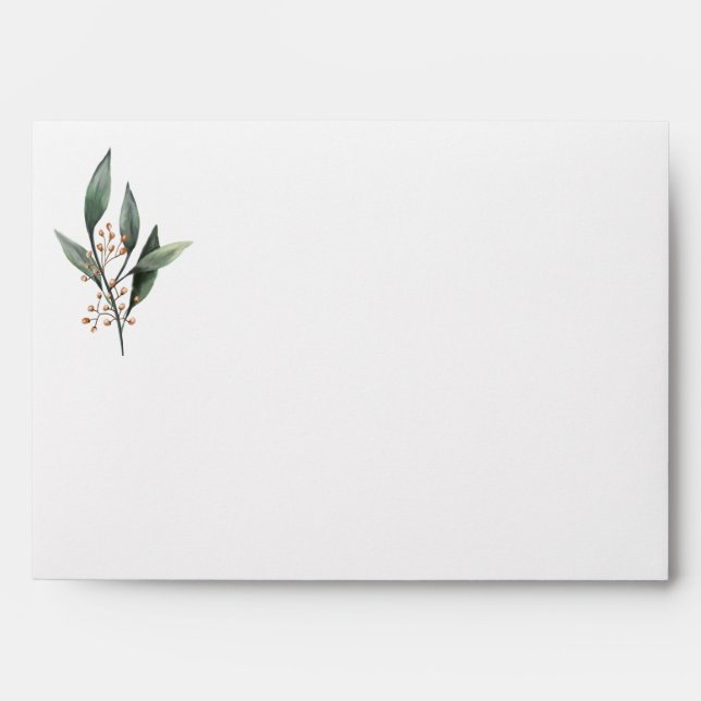 Watercolor eucalyptus gum leaf custom envelope (Front)