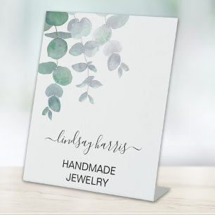Watercolor Eucalyptus Jeweller Pedestal Sign
