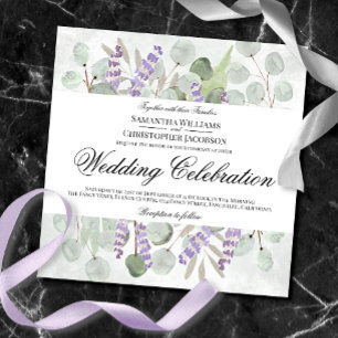 Watercolor Eucalyptus & Lavender Boho Chic Wedding Invitation