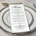 Watercolor Eucalyptus & Lavender Elegant Wedding Menu<br><div class="desc">This beautiful wedding menu features a rustic boho chic design with a marbled steel blue background, a script calligraphy title, and a cluster of hand painted watercolor eucalyptus leaves and lavender flowers in shades of sage green and light purple. The text is completely customisable with space for the couple's name...</div>