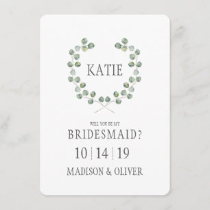 Watercolor Eucalyptus Leaf Frame   Bridesmaid Invitation