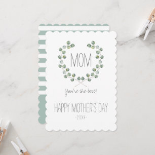 Watercolor Eucalyptus Leaf Frame Mother's Day Card
