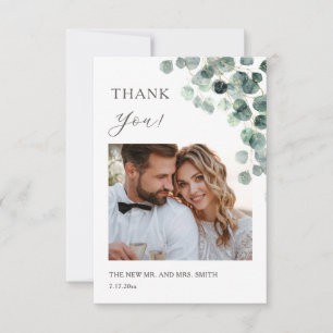 Watercolor Eucalyptus Leave Wedding Thank You Card