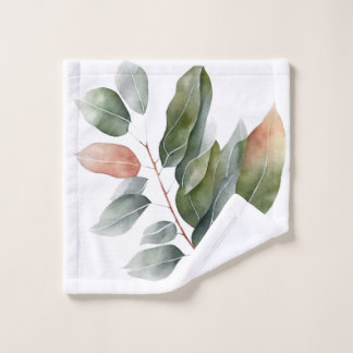 Watercolor Eucalyptus Leaves Bath Towel Set