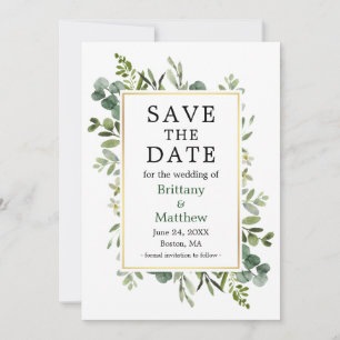Watercolor Eucalyptus Leaves Botanical Greenery Save The Date