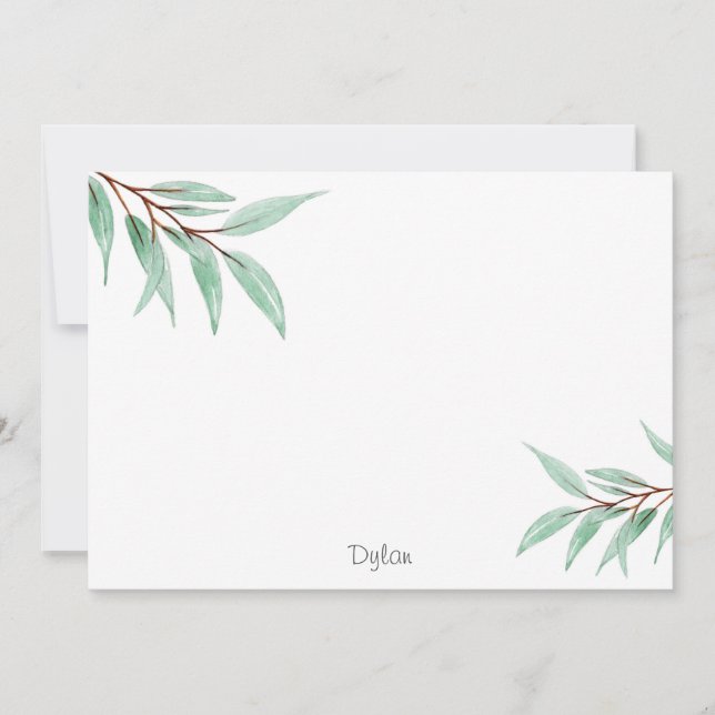 Watercolor Eucalyptus Leaves Card (Front)