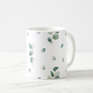 Watercolor eucalyptus leaves coffee mug