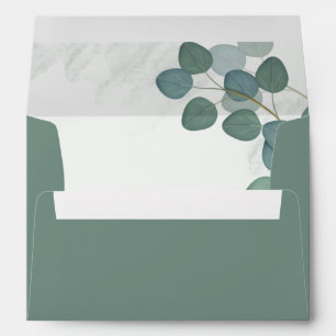 Watercolor Eucalyptus Leaves Foliage Wedding Envelope