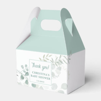 Watercolor Eucalyptus Leaves Greenery Baby Shower Favour Box
