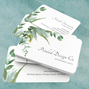 Watercolor Eucalyptus Leaves Greenery Business Card